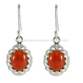 Natural Red Onyx piedras preciosas 925 pendientes de gota de plata esterlina